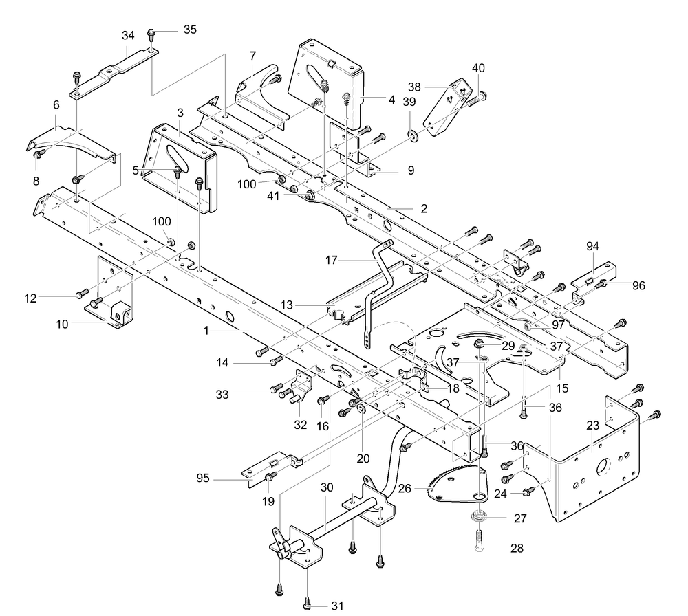 Frame Assembly (Part 1) Diagram and Parts List for 40319X98C 2001 Briggs and Stratton Lawn Tractor